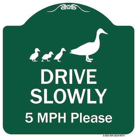 Drive Slowly 5 Mph Please With Duck And Ducklings Walking Graphic Aluminum Sign
